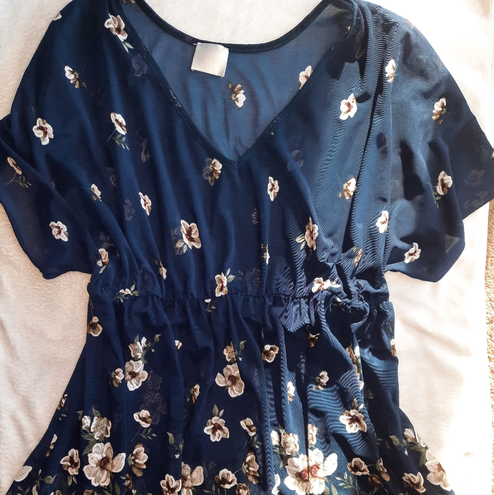 Maternity blue flower print shirt